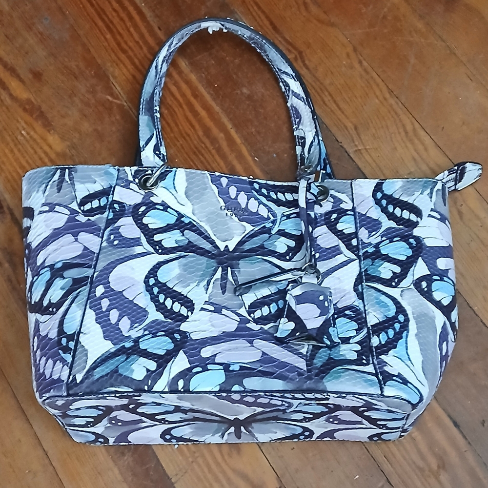 Stylish Butterfly Print Tote Bag - Blue and Black